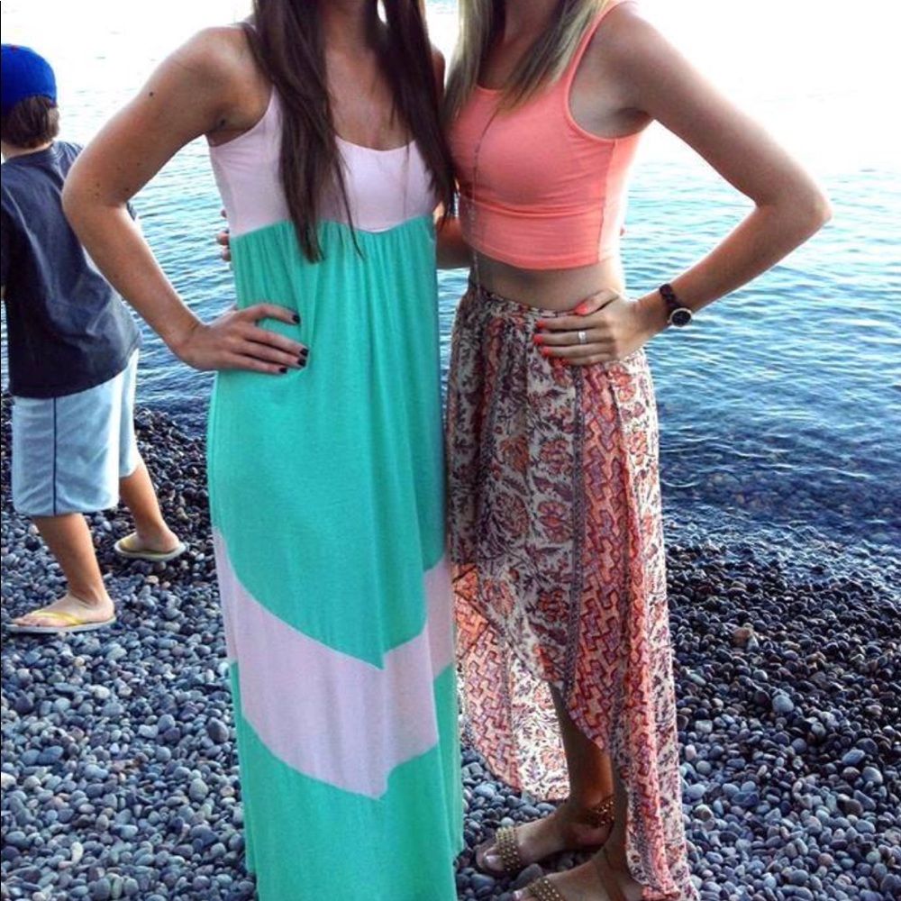 Pink and Green Maxi Dress